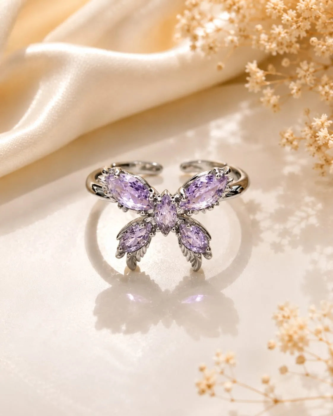 Amethyst Butterfly Ring Purple