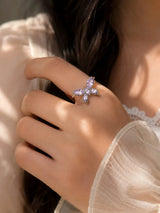 Amethyst Butterfly Ring Purple