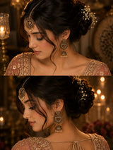 Antique Heart Shaped Maangtika Earring Set