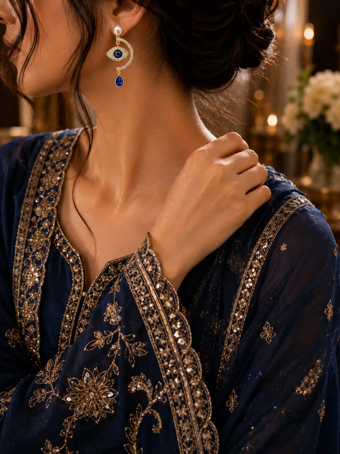 Blue Crystal Teardrop Earrings