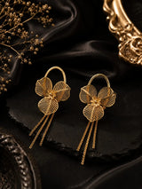 Golden Tassel Petal Earrings