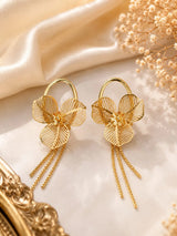 Golden Tassel Petal Earrings
