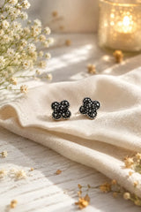 Midnight Bloom Clover Studs