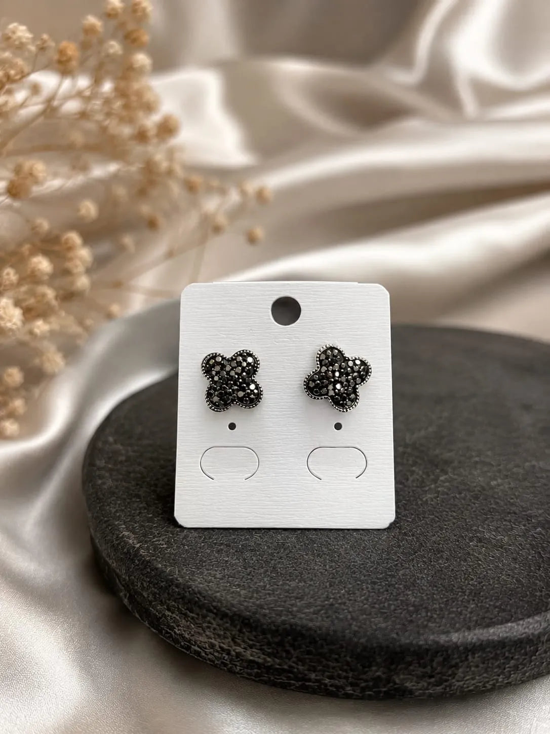 Midnight Bloom Clover Studs