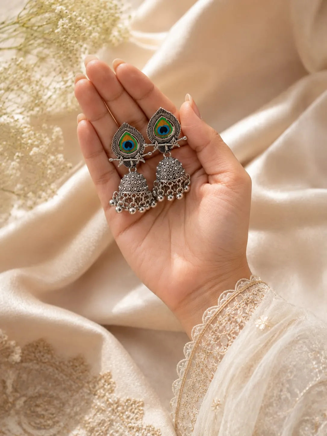 Peacock Harmony Jhumkas