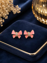 Rosette Pink Bow Studs