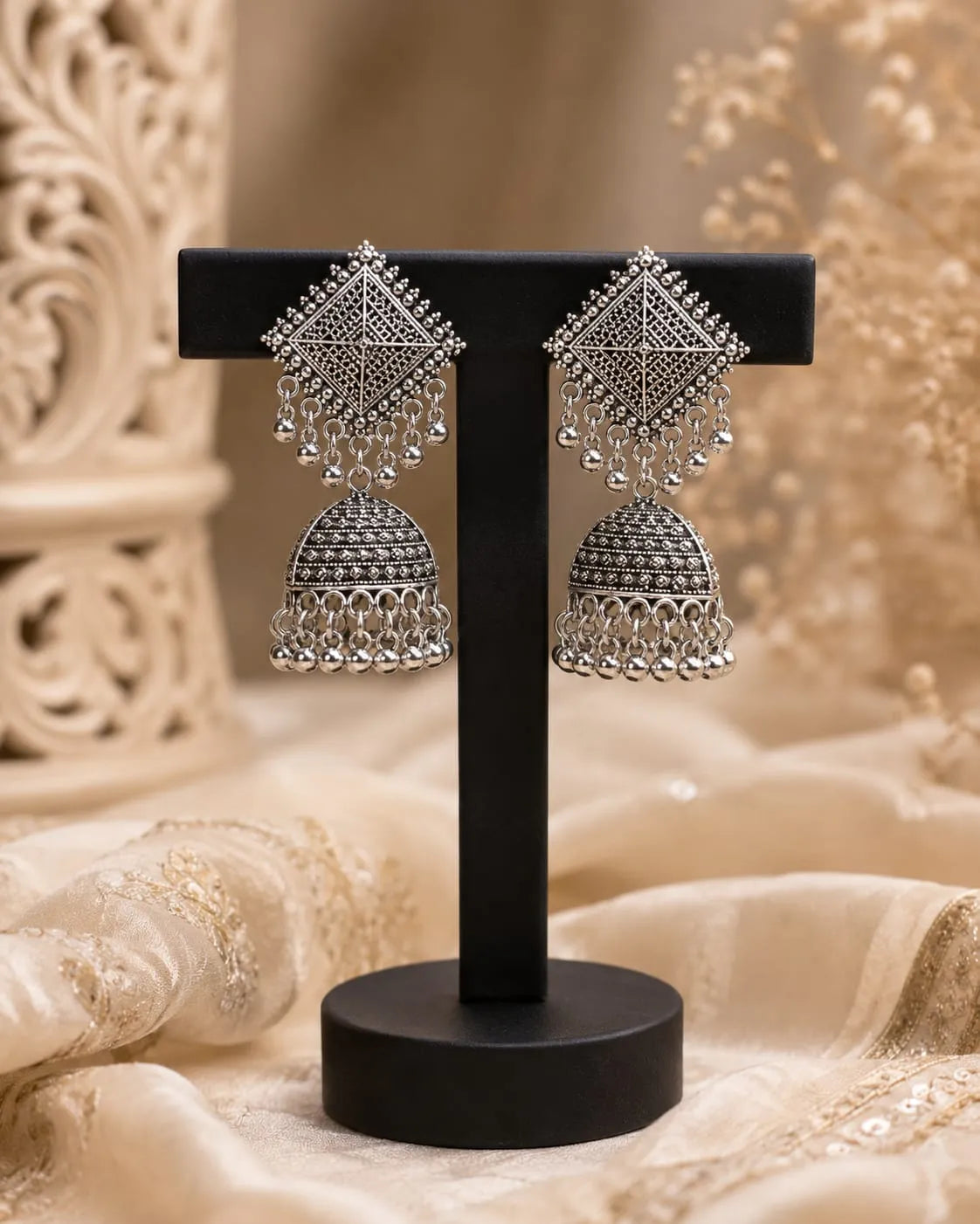 Royal Filigree Jhumka Earrings