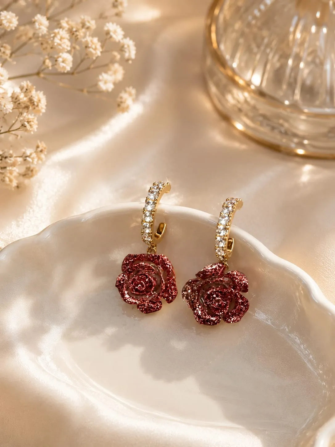Scarlet Rose Hoops