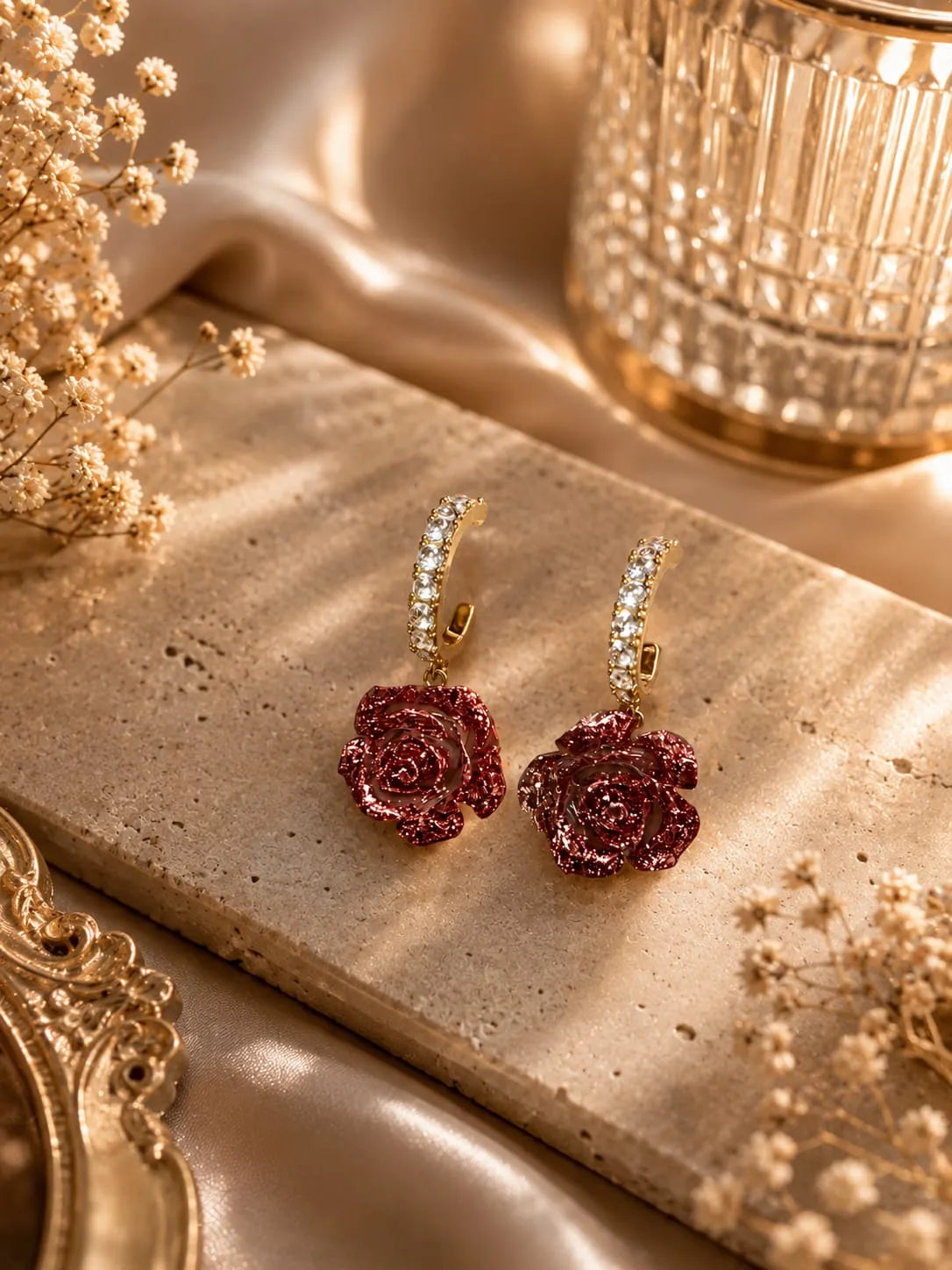 Scarlet Rose Hoops